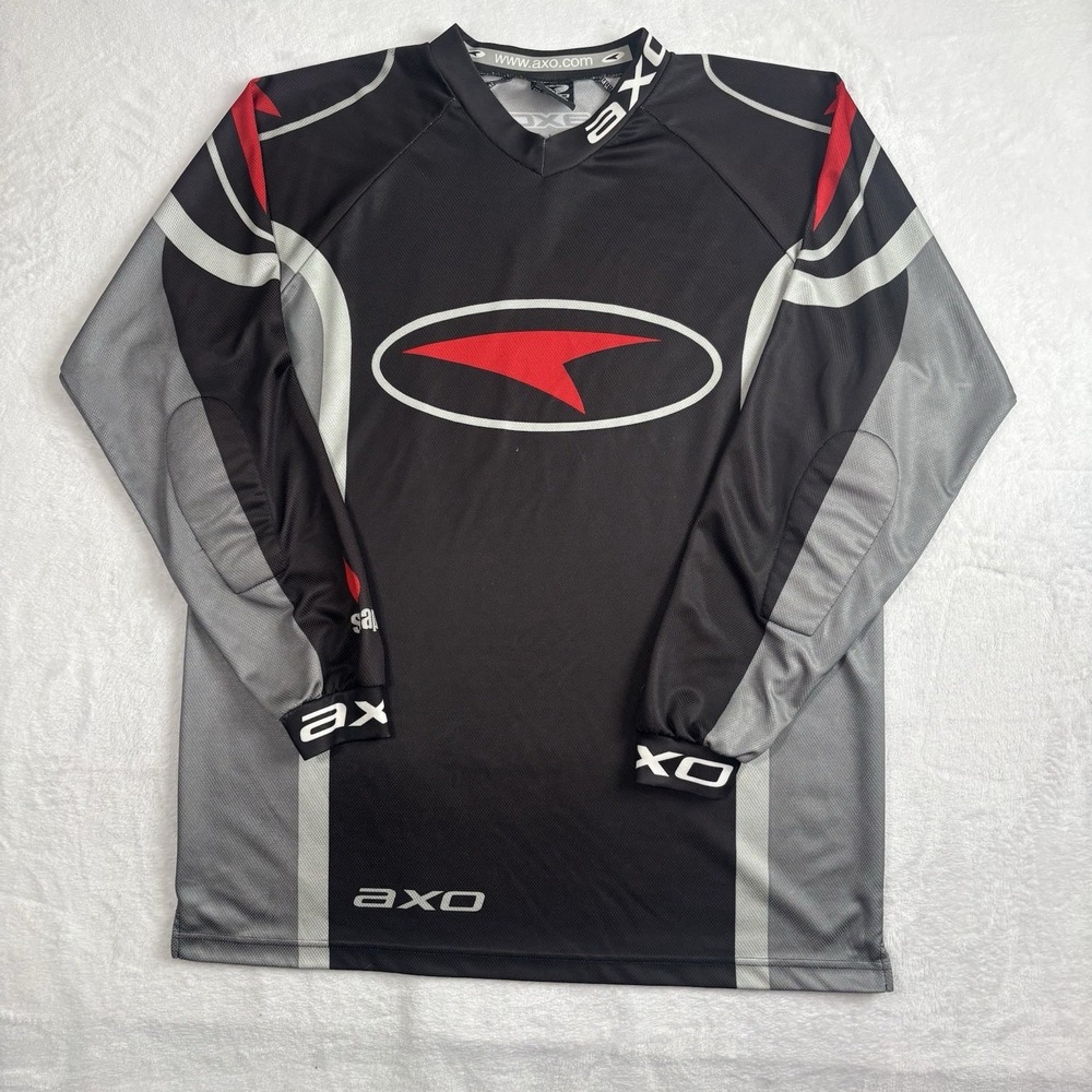 VTG Y2K AXO Motocross Long Sleeve Pullover Jersey Black Men's Large